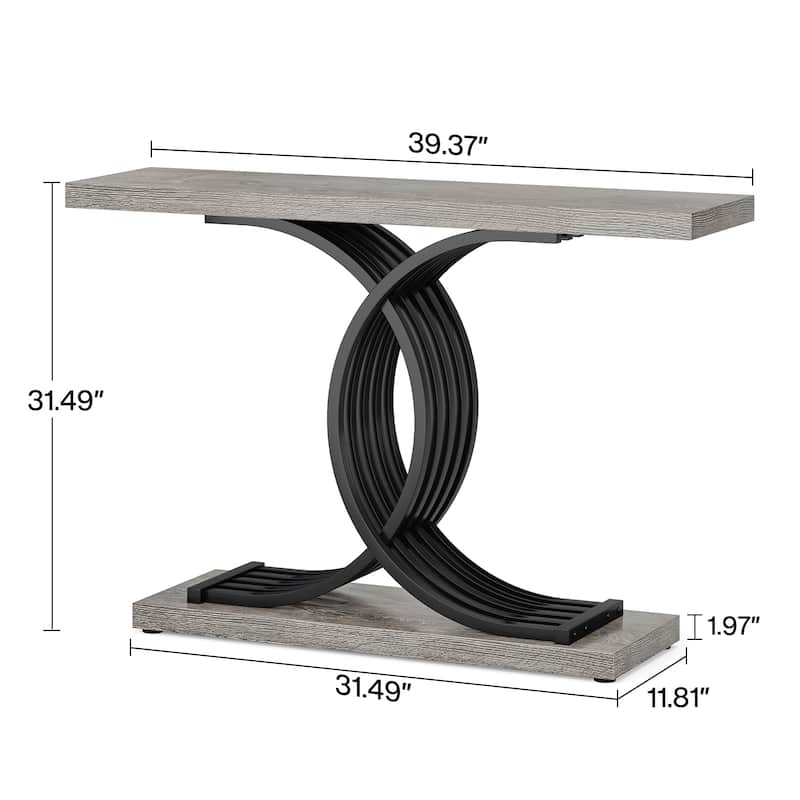 Modern Faux Marble Hallway Table with Geometric 40" Narrow
