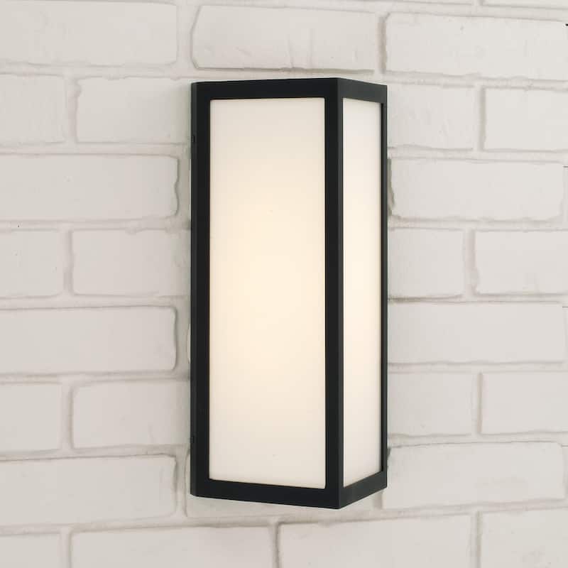 Integrated LED Outdoor Wall Lantern in Black with Painted White Glass