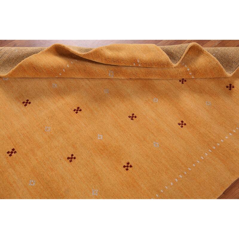 Hand Knotted Oriental 100% Wool Carpet Tribal Tribal Yellow & Gold Gabbeh Area Rug - 6' 4'' X 4' 7''
