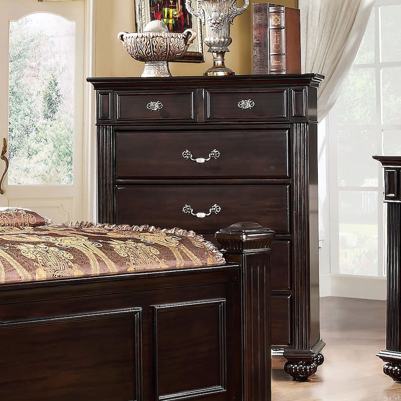 Vame Traditional Walnut Solid Wood 3-Piece Poster Bedroom Set by Furniture of America