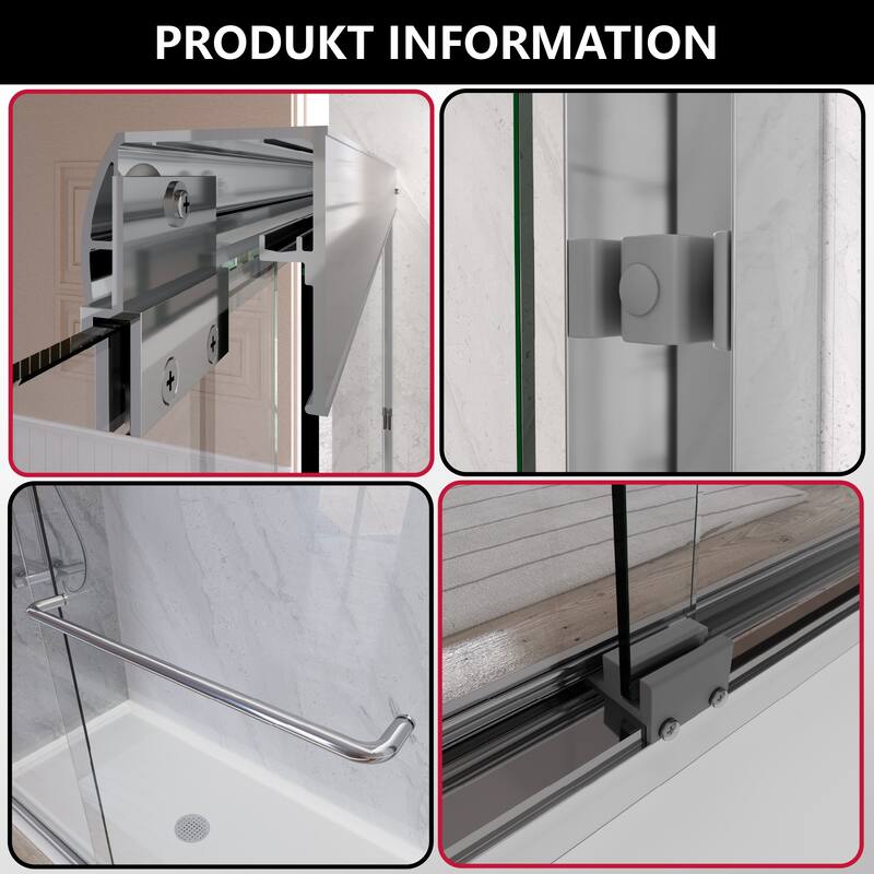 i-Homare 59'' W X 72'' H Semi-Frameless Double Sliding Shower Door with 2 Towel Bars