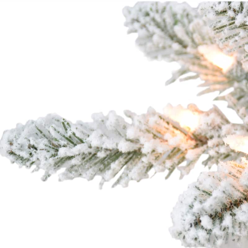 Puleo International 6.5 ft. Pre-Lit Flocked Royal Majestic Artificial Fraser Fir Tree