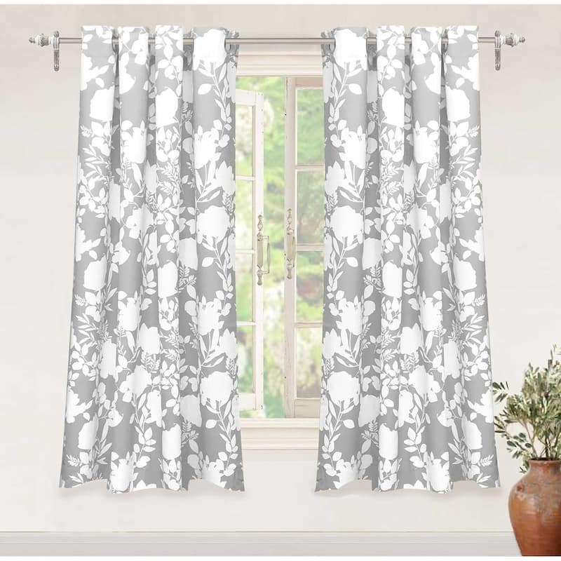 Porch & Den Nolana Floral Room-darkening Grommet Curtain Panel Pair