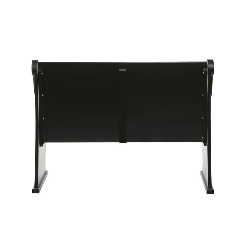 Black Wood Storage Bench with Scrolled Armrests
