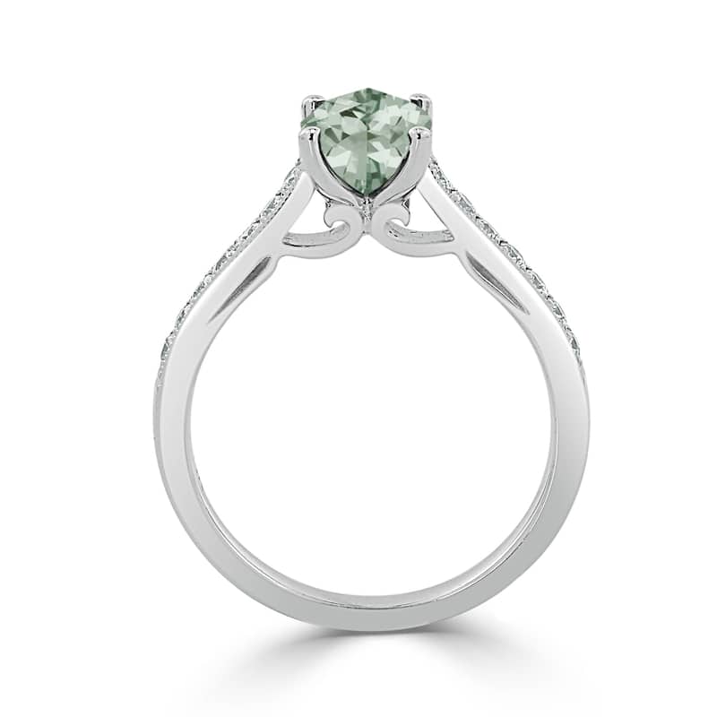 Auriya 3/4ct Fancy Oval Green Amethyst and Diamond Engagement Ring 1/4ctw 14k Gold
