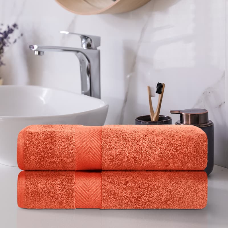 Superior Absorbent Zero Twist Cotton Bath Towel (Set of 2) - Brick