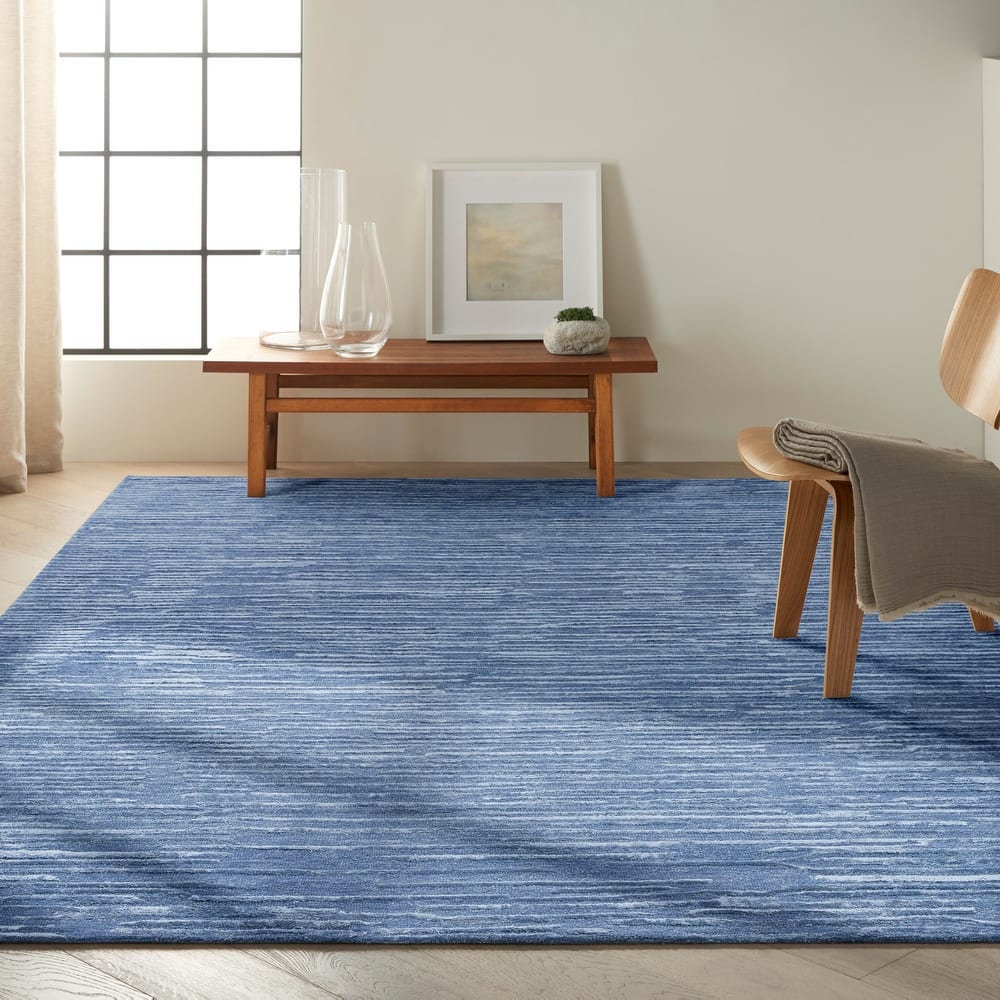 Calvin Klein Linear Modern Textured Shimmer Shag Area Rug