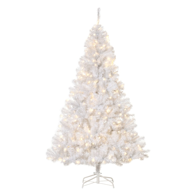 HOMCOM White Christmas Tree with Lights, Prelit LED Christmas Tree with Stand, 6 ft. Christmas Tree