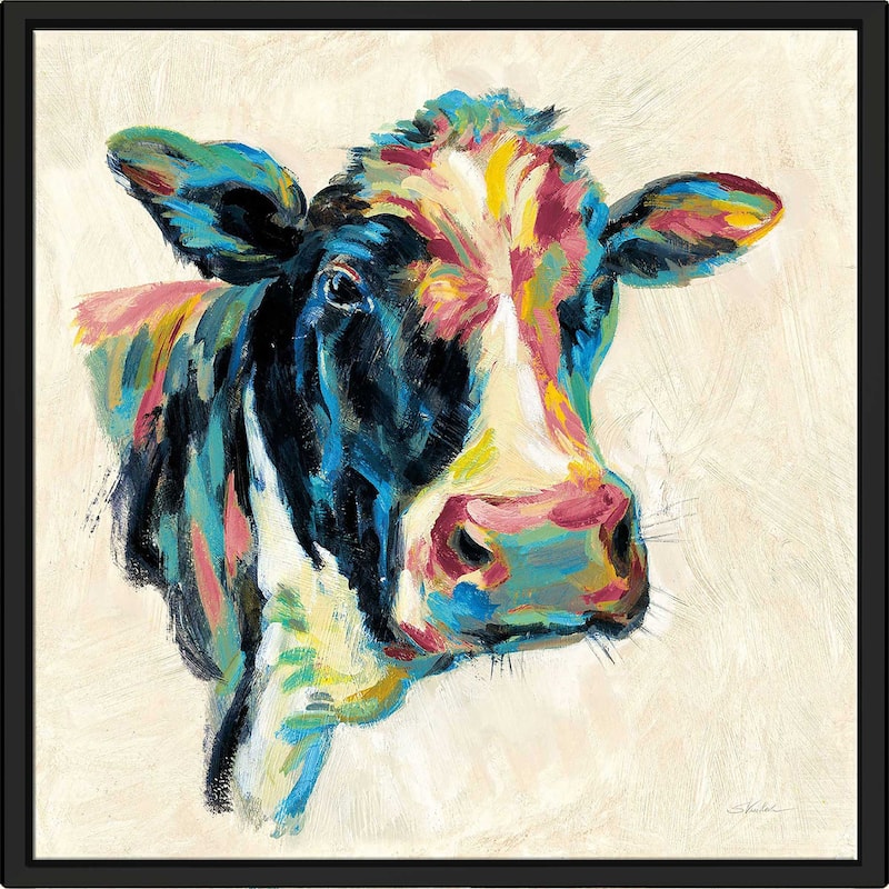 "Expressionistic Cow I v2" Print on Floating Canvas