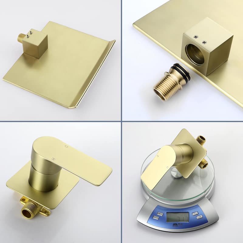 Two-Hole Wall Mounted Waterfall Bathroom Faucet with Accessories