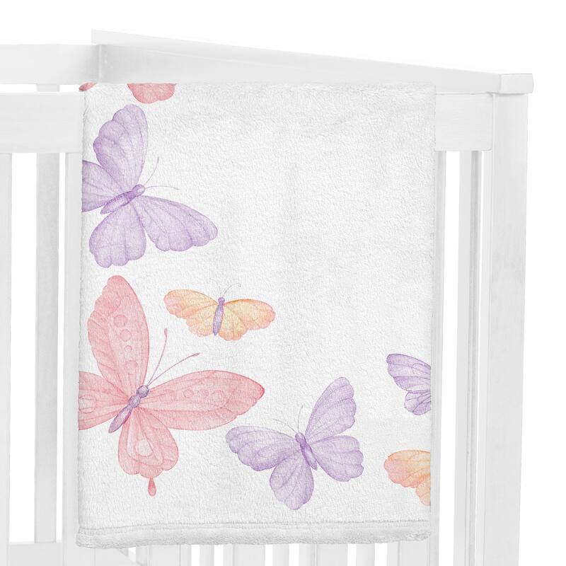 Sweet Jojo Designs Pink/Purple Shabby Chic Butterfly Girl Baby Monthly Milestone Blanket - Colorful Butterflies Lilac Watercolor