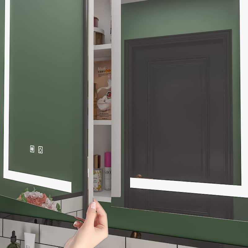 Lighted Medicine Cabinet with Mirror 35.4/47.2 Inch Bathroom Cabinet