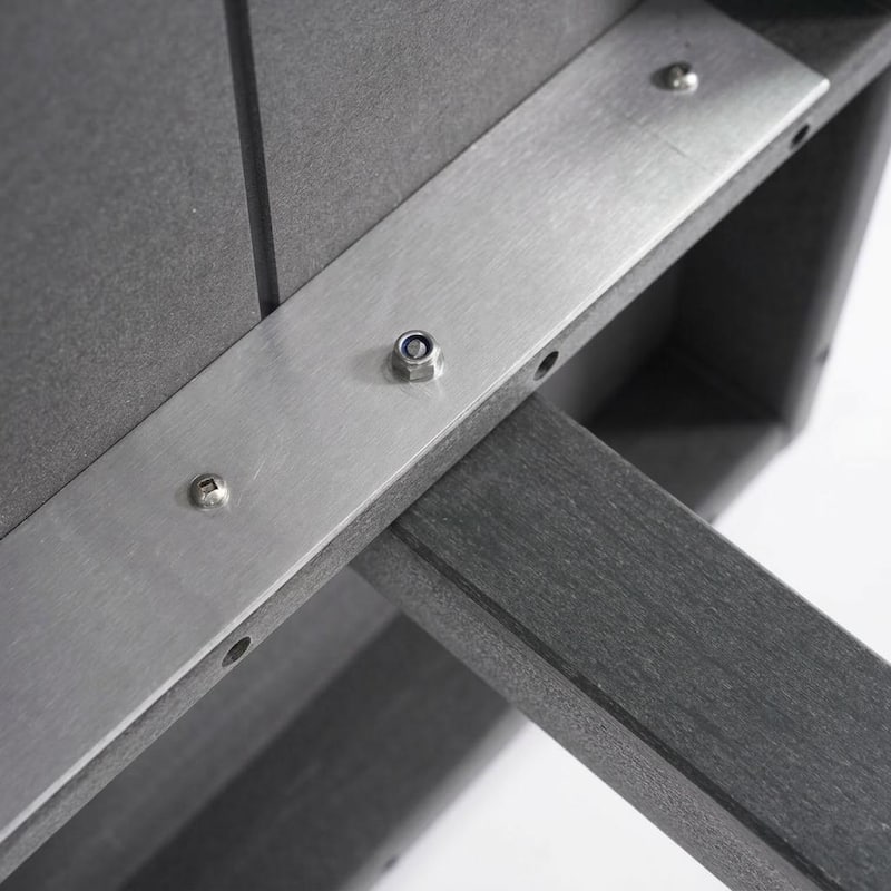 HDPE Bar-Height Outdoor Patio Pub Table, 42.1" Square High Top Bistro Table with Umbrella Hole, Weather-Resistant Slatted Top