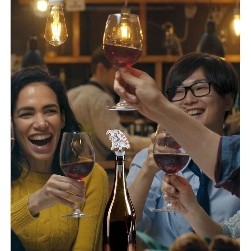 Cheers Pig Metal Wine Stopper - Elegant Vacuum Seal Reusable - 5 Inches