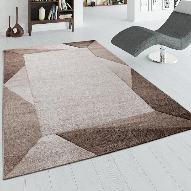 Designer Area Rug modern geometric Pattern and Contour Cut in different Colors - 2' x 3'7" - Brown