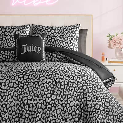 Juicy Couture Modern Leopard Satin Comforter Set 6-8 Piece Bed in a Bag