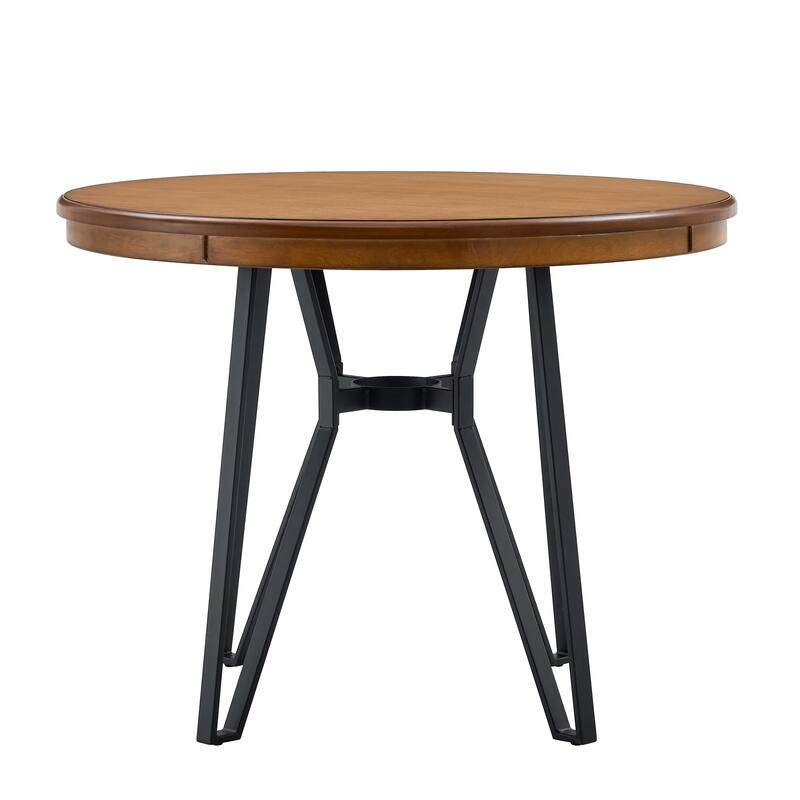 Roomfitters Round Bar Table with Metal Base, Modern Pub Table for Dining Spaces and Breakfast Nooks