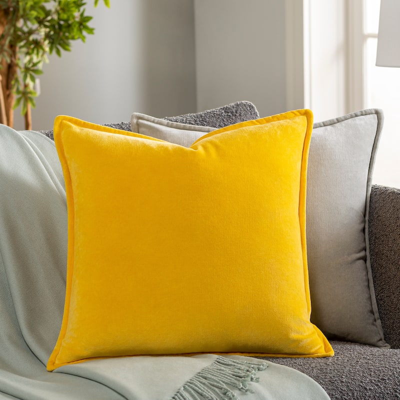 Artistic Weavers Harrell Solid Velvet 22-inch Throw Pillow - Cover Only - Lemon