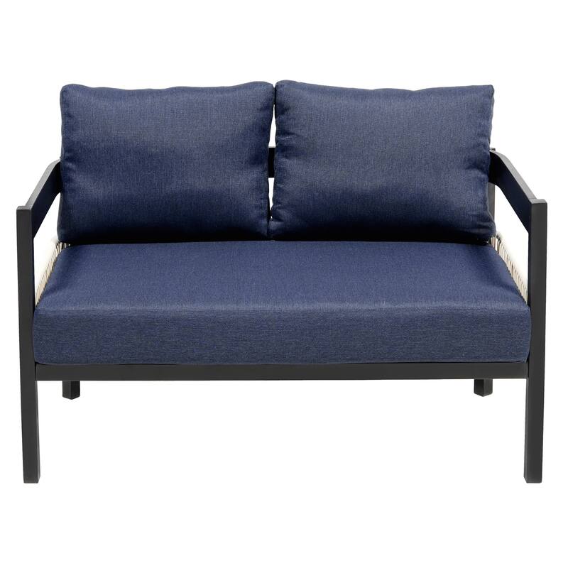 Multi-person Outdoor Iron Sofa Set with A table, Rattan Decoration, Waterproof, Rust-proof, Suitable for Garden