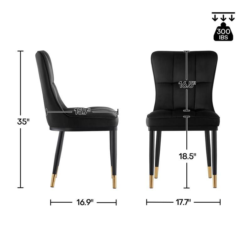 Modern Velvet Upholstered Dining Chairs, Set of 2/4 - 35.8"H x 18.9"W x 23.2"D