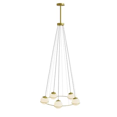 Arissa 5 Light Glass Mid-Century Modern Gold Chandelier - 32 x 78