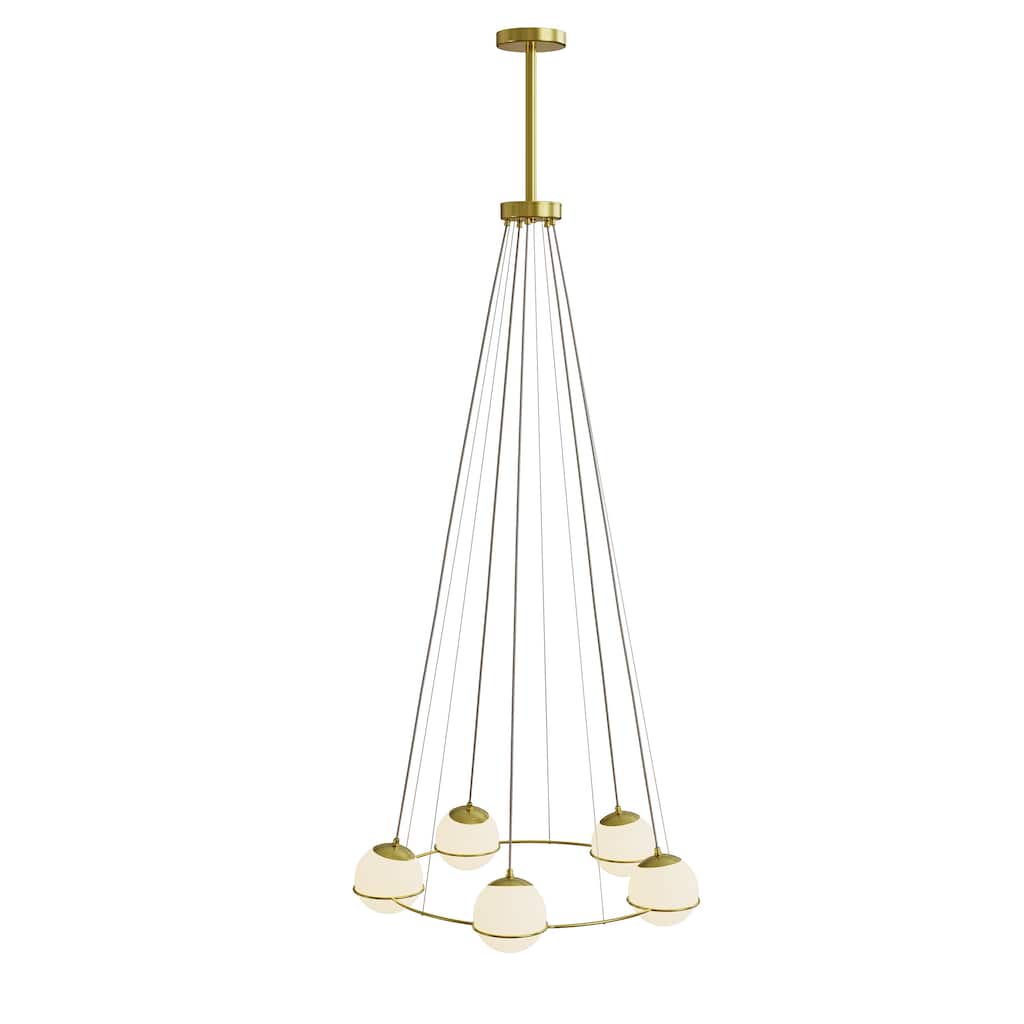 Arissa 5 Light Glass Mid-Century Modern Gold Chandelier - 32 x 78