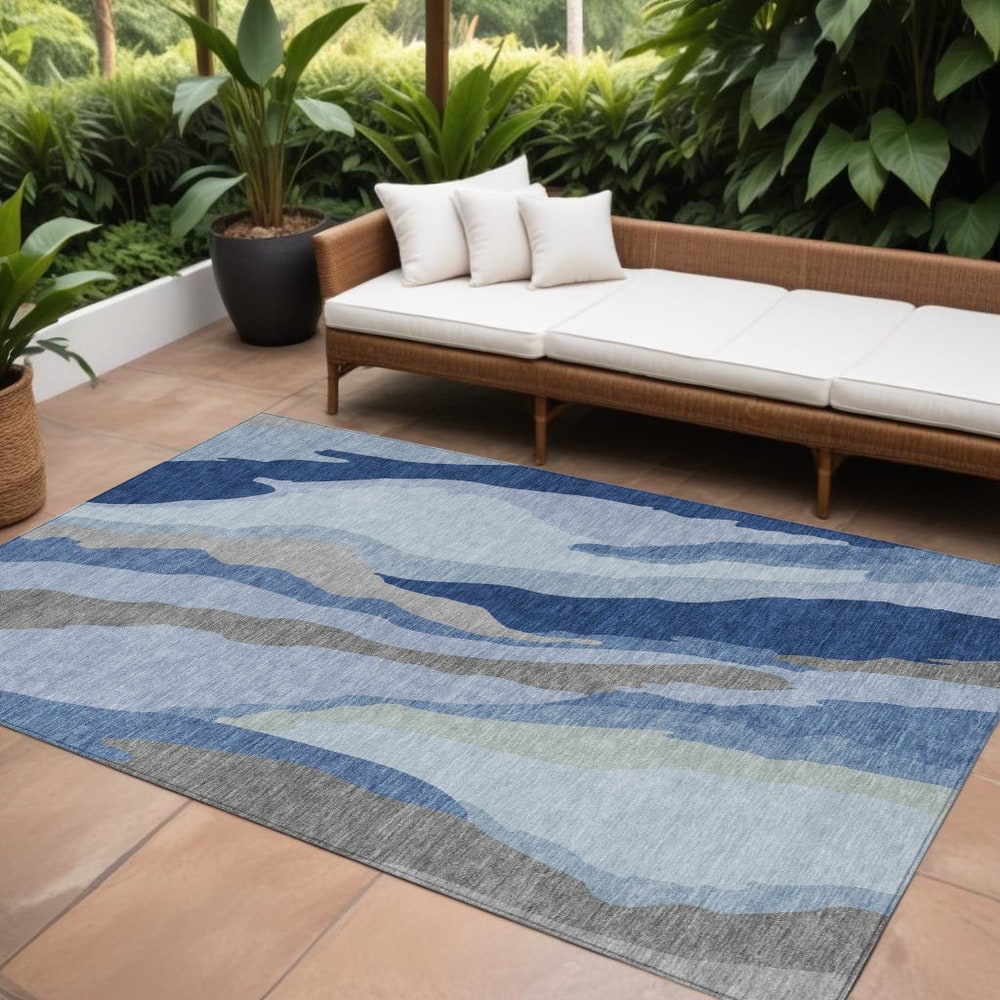 HomeRoots Abstract Transitional Rectangle Outdoor Rug
