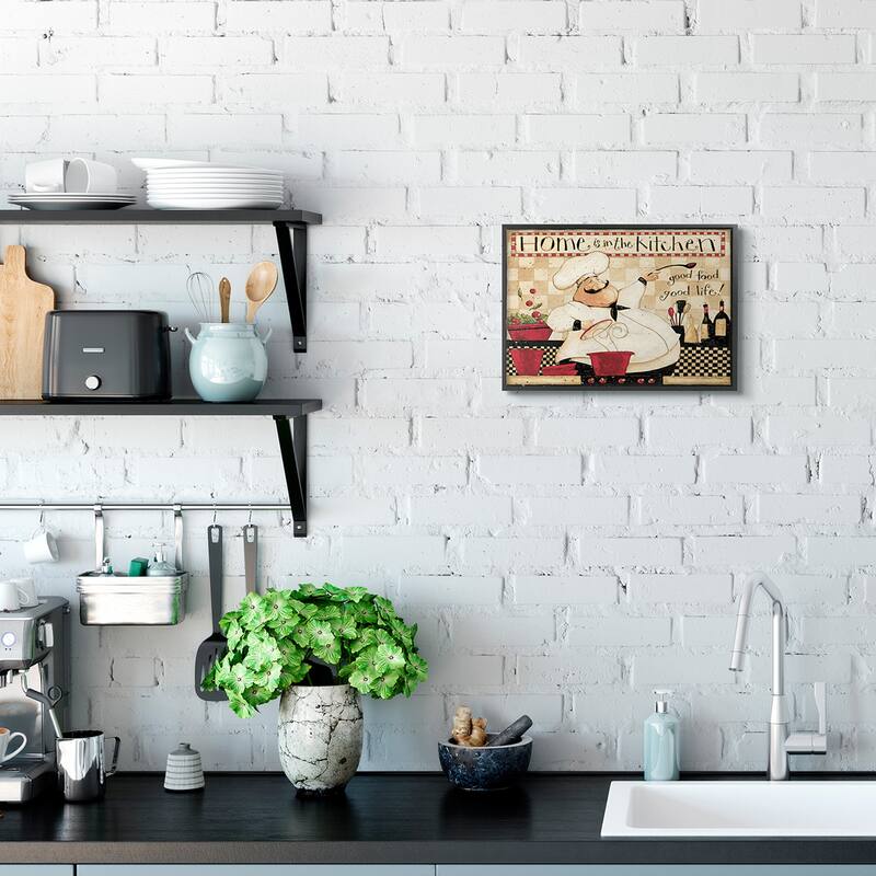 Stupell Home is the Kitchen Phrase Charming Vintage Chef Framed Wall Art