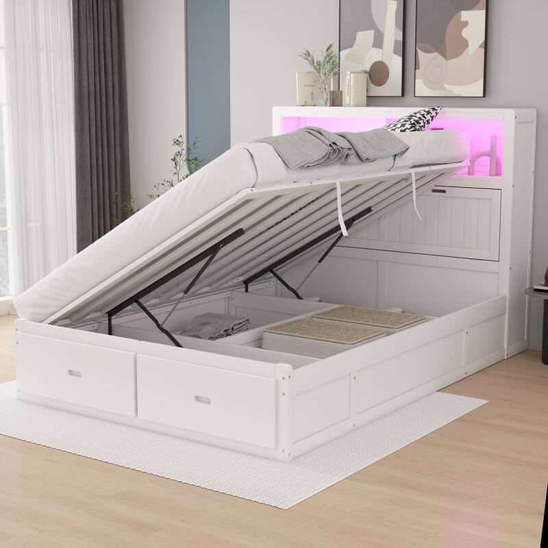 Wooden hydraulic platform bed