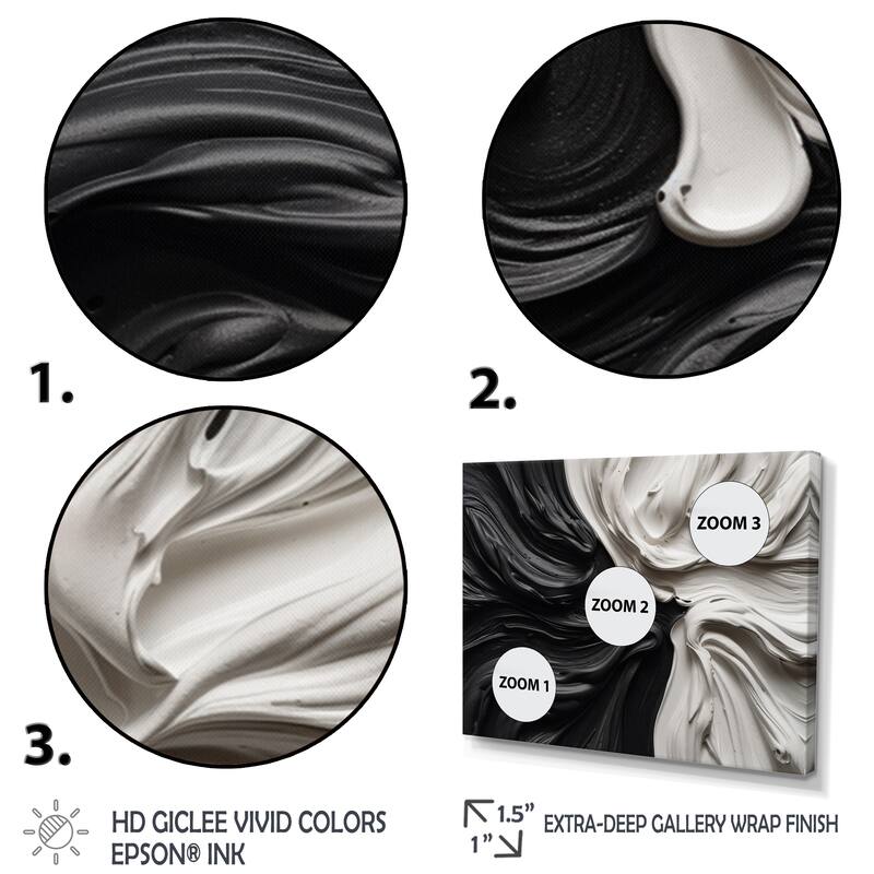 Designart "Black White Marbled Dreamscape Iv" Modern Geometric Wall Art Prints