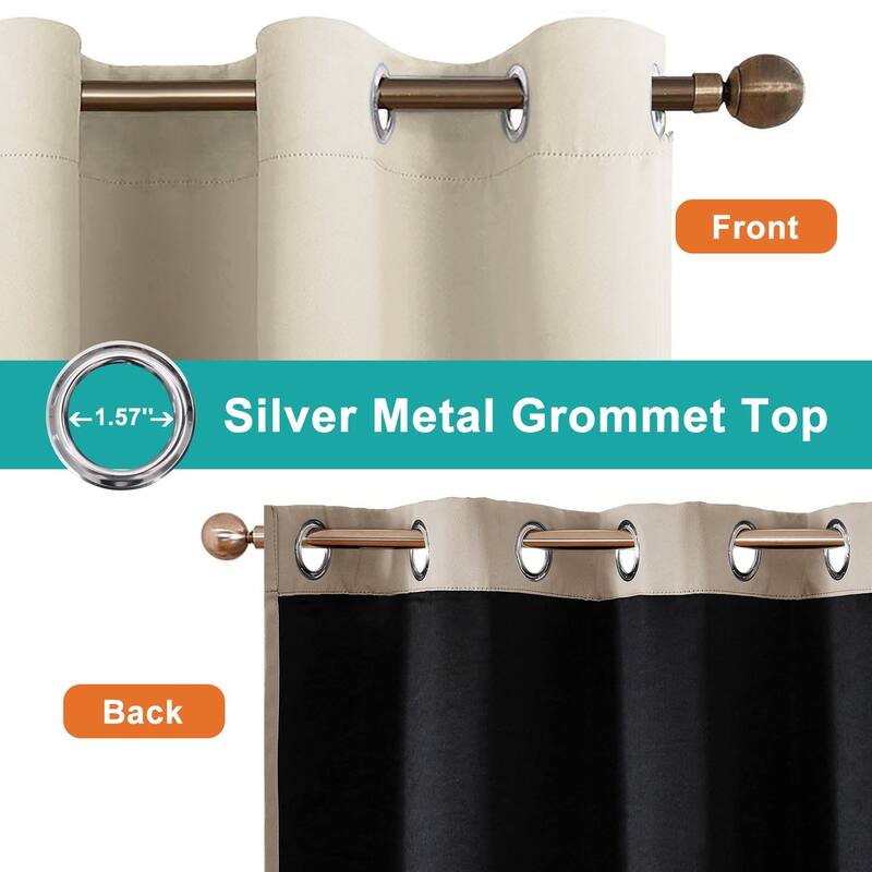 Pro Space Indoor Completely Blackout Curtain Grommets with Coating, 2 Panels
