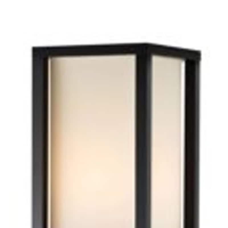 Black and White Solid Wood Column Floor Lamp with Cotton Shade and Pull Chain - 11.5” x 11.5” x 72” (D x W x H)