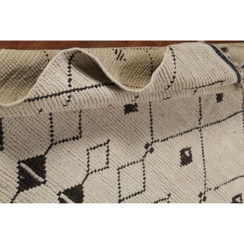 Trellis Moroccan Area Rug Hand-Knotted Wool Carpet - 7'11"x 10'9"