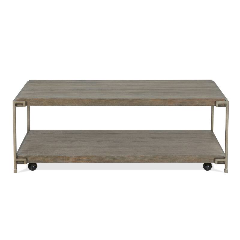 Wood Coffee Table with Metal Frame and Casters