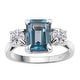 preview thumbnail 1 of 3, Sterling Silver with London Blue Topaz and Moissanite Three Stone Ring