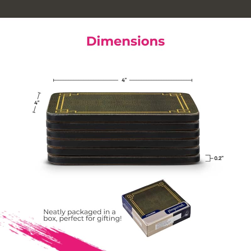 Pimpernel Set of 6 Shagreen Leather Coasters - 4 Inches Sq.