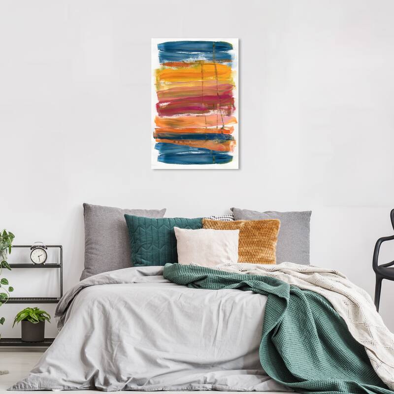 Wynwood Studio Abstract Abstract Burger Sandwich Blue and Dark Blue Modern & Contemporary Wall Art Canvas Print - 36 x 24