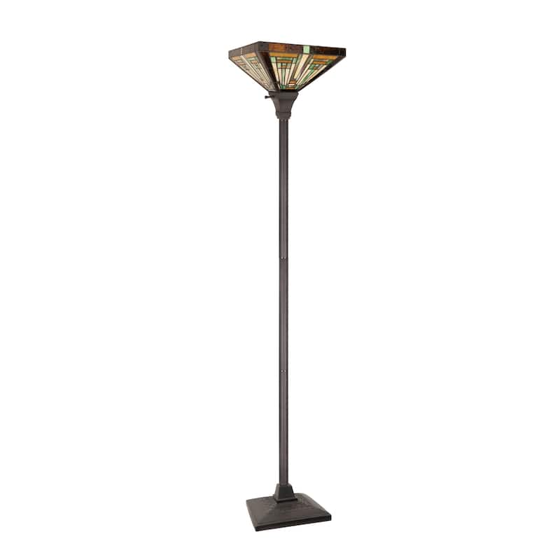 Tiffany-Style 1-Light Torchiere Floor Lamp 12" Shade - Multicolored