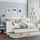 preview thumbnail 46 of 80, Multi-functional Daybed Wooden Platform Bed with Side Storage Cabinets and 2 Storage Drawers Underneath, Integrated Bookshelf White - Full