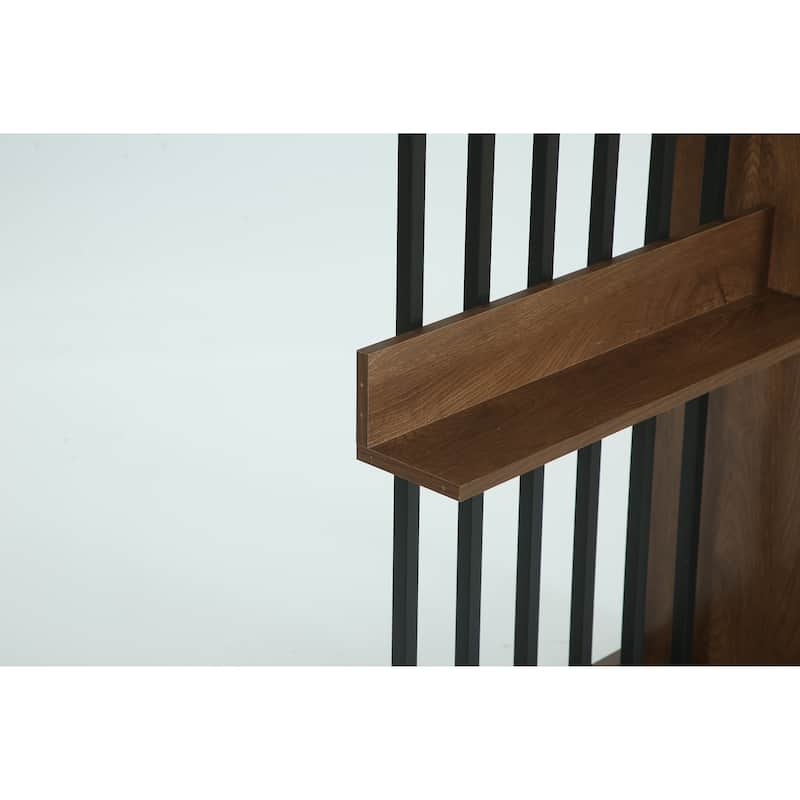 71" Wall Room Divider with Shelves & Coat Hooks