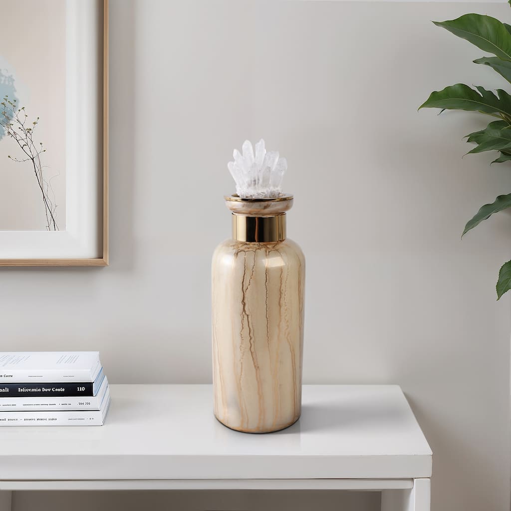 Glass Decorative Vase Glam Accent with Stone Details Modern Style
