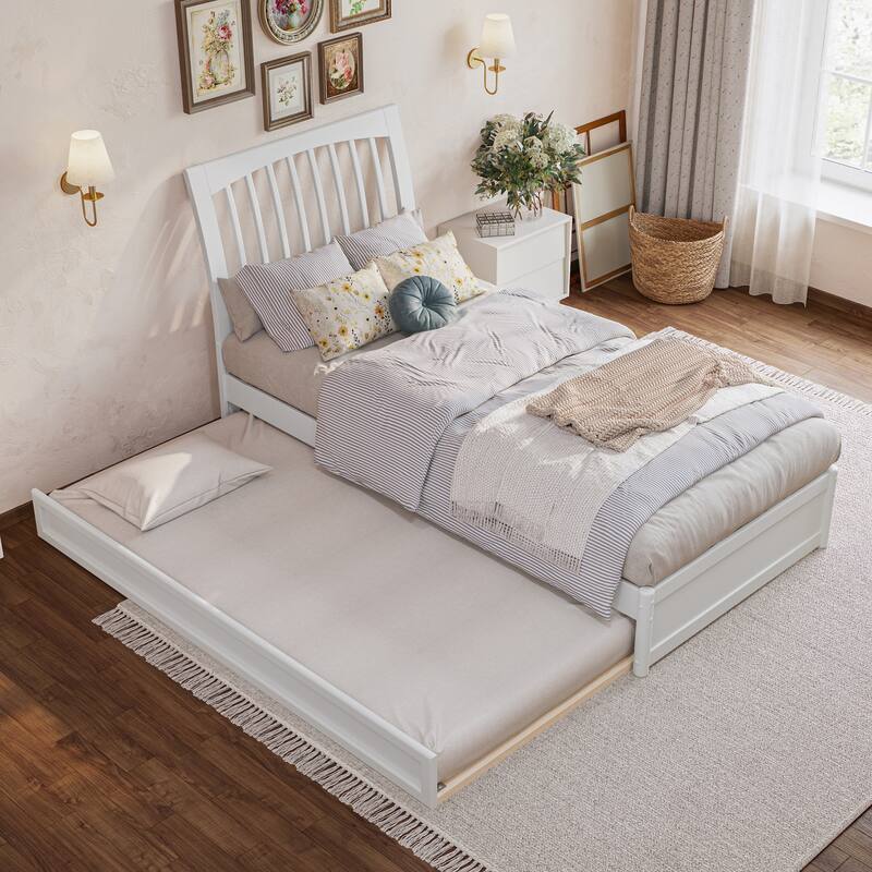 Roslyn Platform Bed with Modern Panel Footboard and Twin XL Trundle
