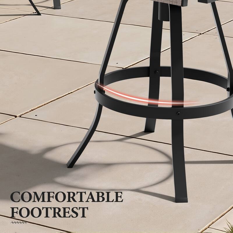 Outdoor Indoor Patio Aluminum Premium Sunbrella Fabric Swivel Barstools