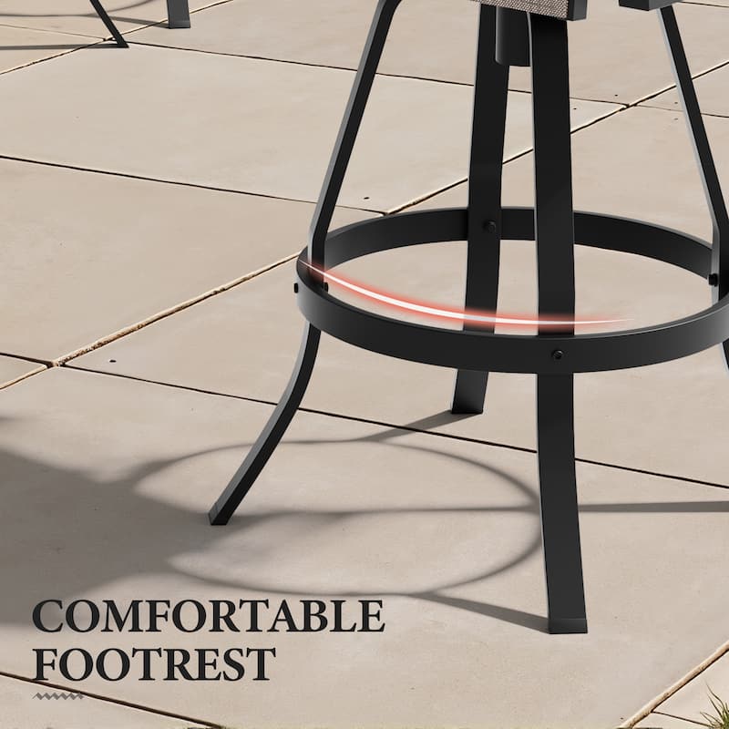 Outdoor Patio Aluminum Sunbrella Fabric Swivel Barstools