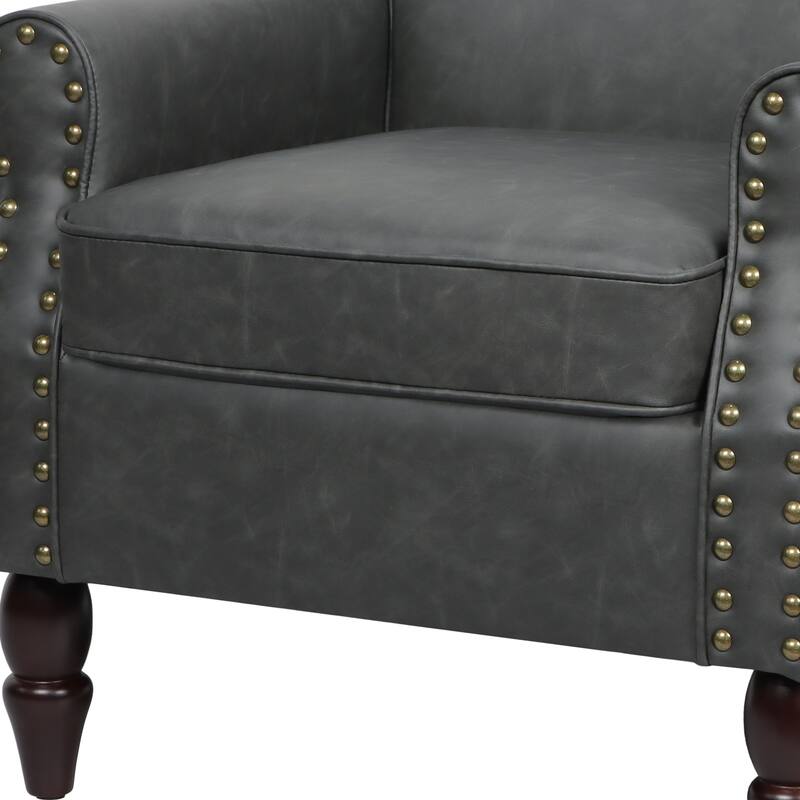 Modern Upholstered Armchair Nailhead Trim Accent Chair