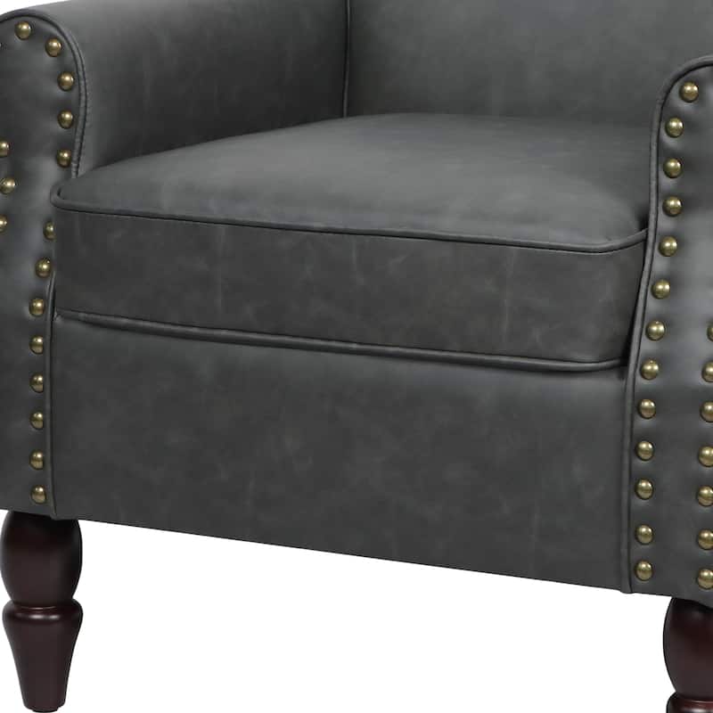 Set of 2 Modern Upholstered Armchair Nailhead Trim Accent Chair