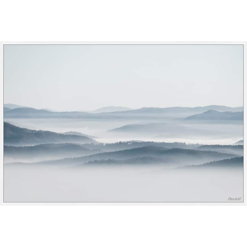 Foggy Mountain View Floater Framed Print on Canvas