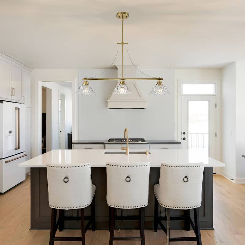 Starsky 3-Light Linear Chandelier With Floral-Inspired Shade