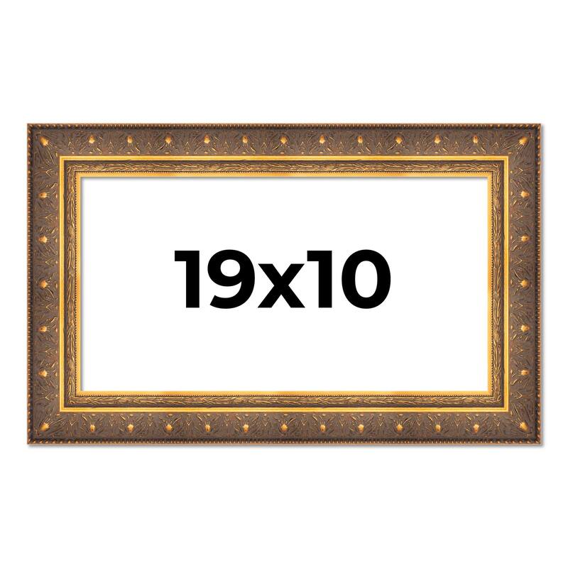 19x10 Frame Vintage Gold Solid Wood Picture Frame | 2.5 Inch Moulding