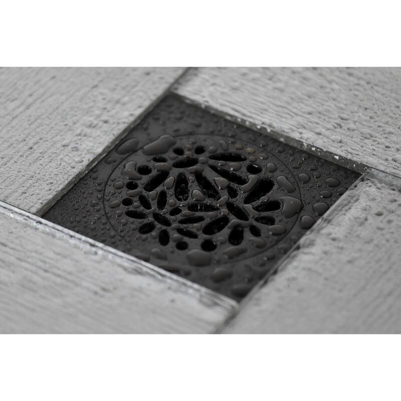 Kingston Brass Watercourse Floral 4" Square Grid Shower Drain